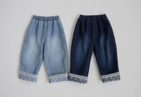 FL - Quần Lemans denim gấu chấm bi