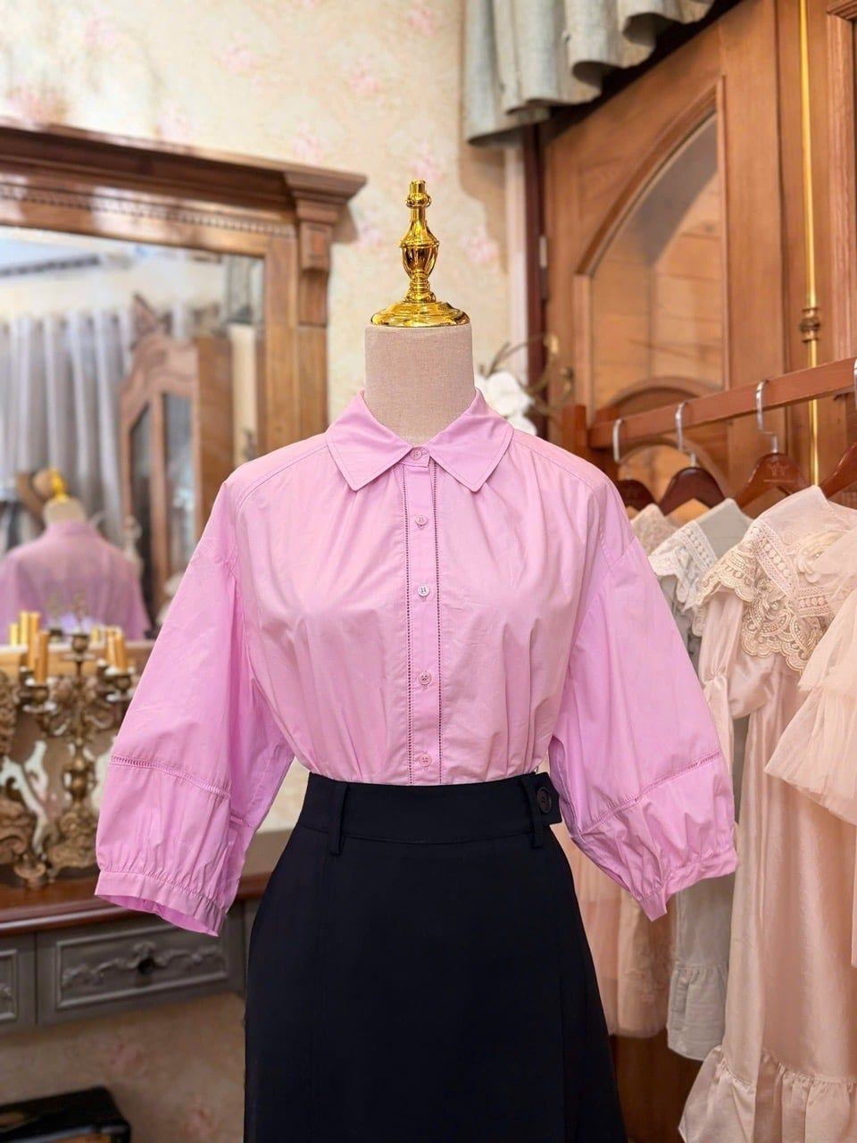 TI - Áo sơ mi hồng tay lỡ
