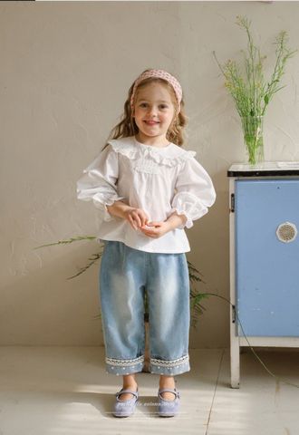 FL - Quần Lemans denim gấu chấm bi