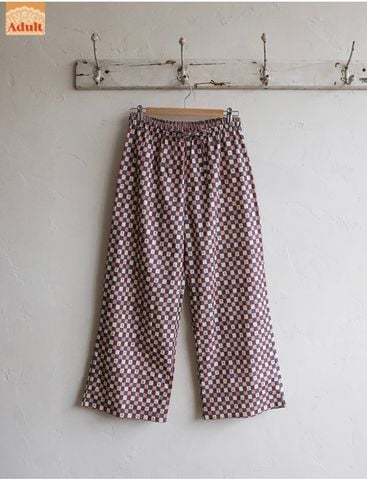 FL - ATU0326 Quần Monde Mom kẻ ô hoa