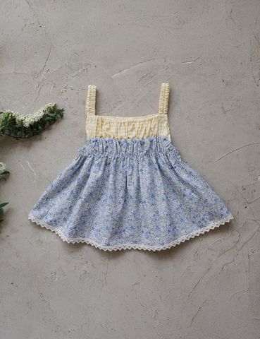 FL - SUM0226 - Áo hai dây Lemon hoa nhí phối gingham