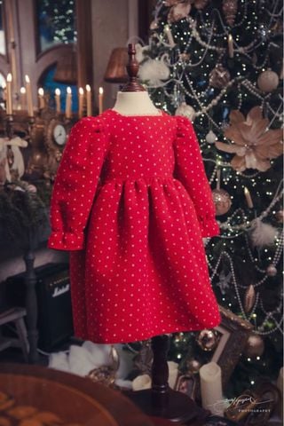 EC - Váy Mary Dot dạ đỏ chấm bi