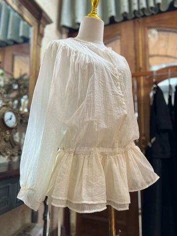 ab.plus - SUM0226 - Mom Áo blouse tơ lụa gấu peplum