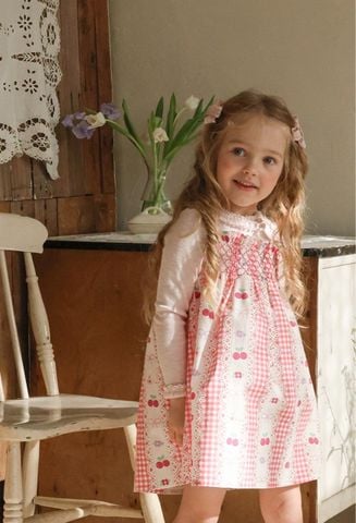 FL - Váy Belive hai dây hoạ tiết nơ cherry