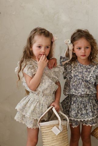 FL - SUM0226 - Áo Cyan blouse hoa nhí cánh tiên