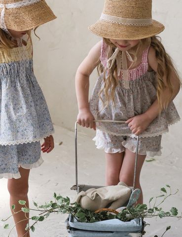 FL - SUM0226 - Áo hai dây Lemon hoa nhí phối gingham