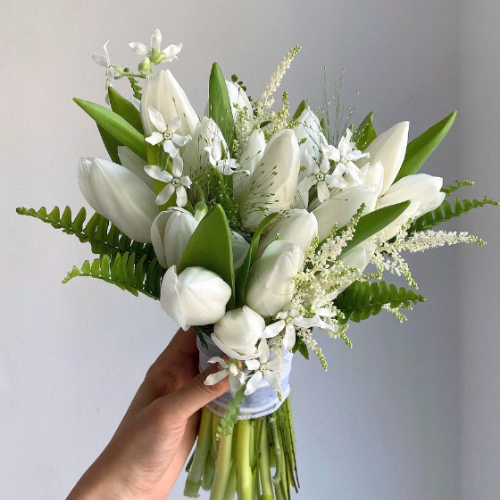  ホワイトチューリップ・ウェディングブーケ 