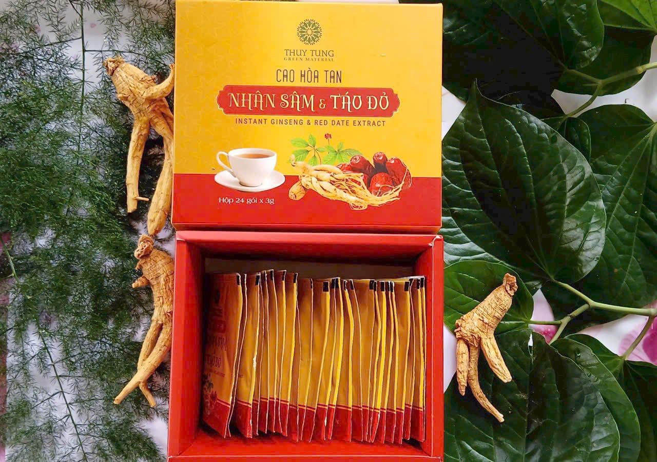  CAO HÒA TAN NHÂN SÂM VÀ TÁO ĐỎ 24 gói x 3 gam 
