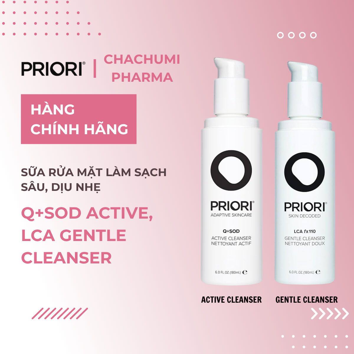 [Date 3/2026] Bộ Đôi Sữa Rửa Mặt Priori Active & Gentle Cleanser Hỗ Trợ Làm Sạch Sâu & Dịu Nhẹ Cho Mọi Loại Da