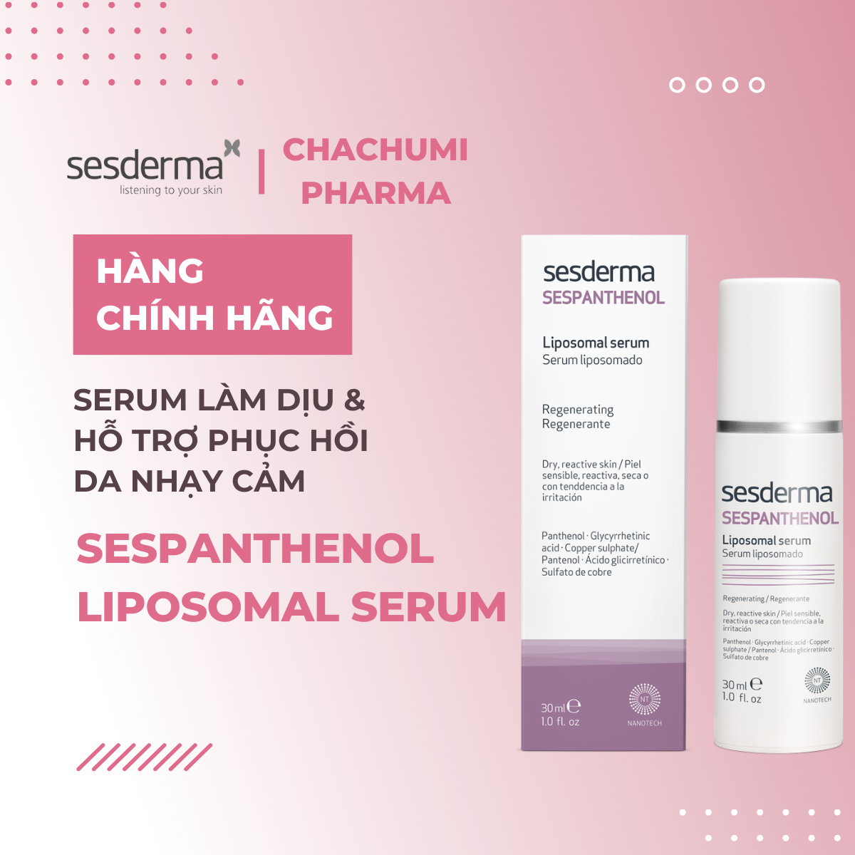 Sesderma Sespanthenol Liposomal Serum 30ml – Serum Làm Dịu, Giảm Kích Ứng & Phục Hồi Da Cấp Tốc