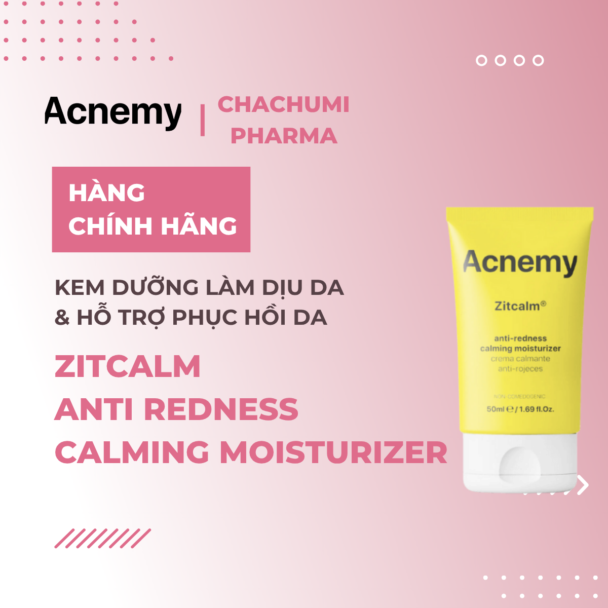 Acnemy Zitcalm Anti Redness Calming Moisturizer Kem Dưỡng Làm Dịu Da Và Hỗ Trợ Phục Hồi Da 50ml