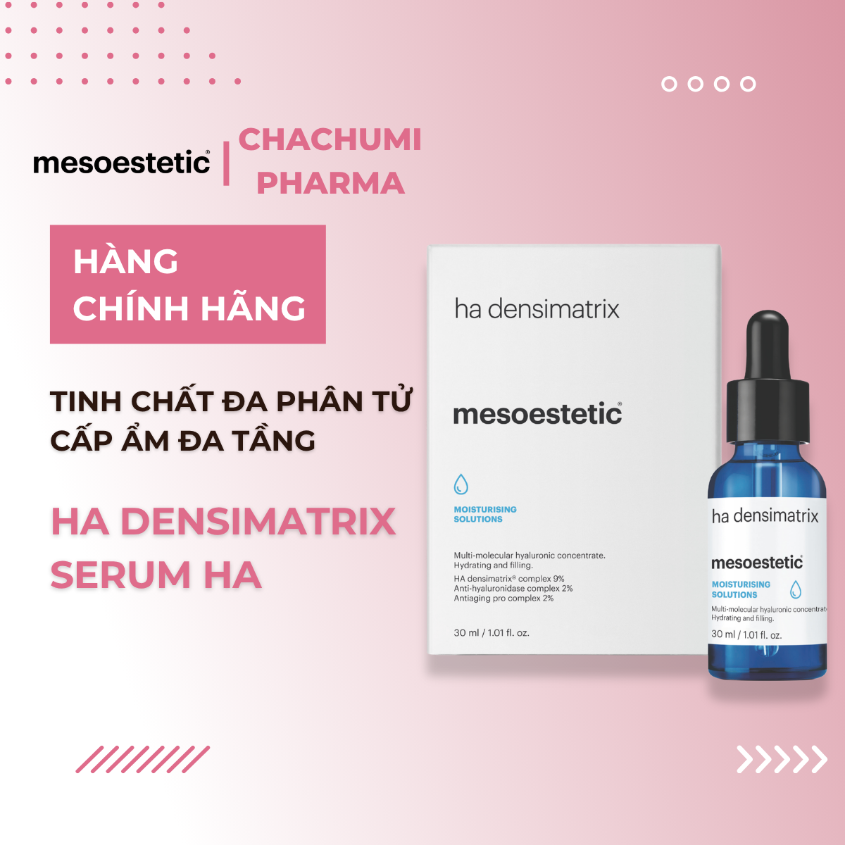Mesoestetic HA Densimatrix Serum HA Đa Phân Tử Cấp Ẩm Đa Tầng Hỗ Trợ Căng Mịn Da 30ml
