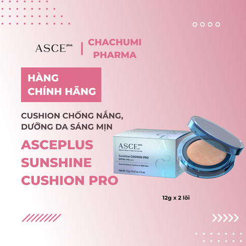 ASCEplus Sunshine Cushion Pro – Phấn Nước Chống Nắng Che Phủ Tự Nhiên, Dưỡng Da Sáng Mịn, SPF50+ PA++++
