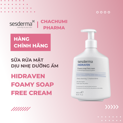 Sesderma Hidraven Foamy Soap Free Cream 300ml – Sữa Rửa Mặt Dịu Nhẹ, Dưỡng Ẩm, Không Xà Phòng