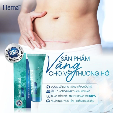 Rejuvaskin HemaHeal Gel Hỗ Trợ Hồi Phục Vết Thương Hở Sau Phẫu Thuật 5g