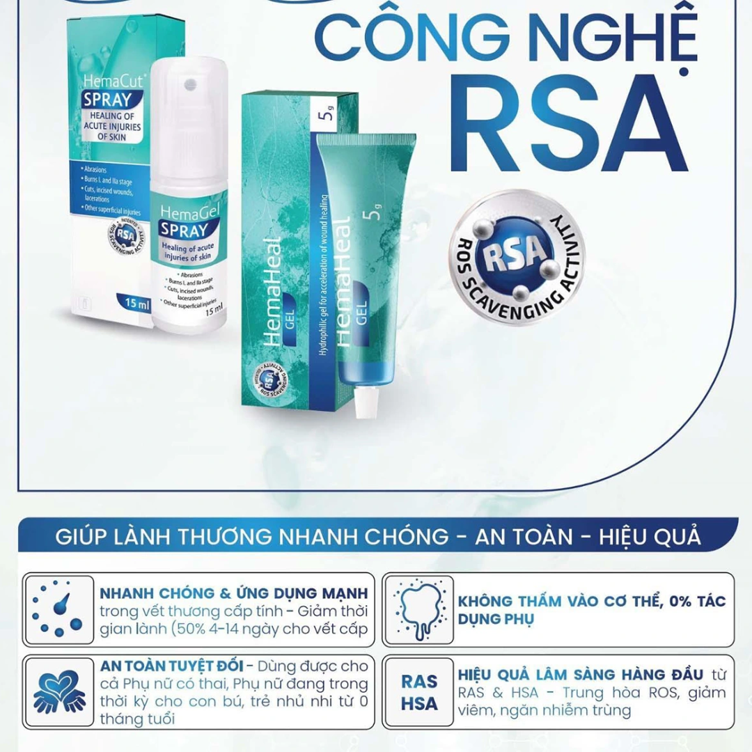 Rejuvaskin HemaHeal Gel Hỗ Trợ Hồi Phục Vết Thương Hở Sau Phẫu Thuật 5g