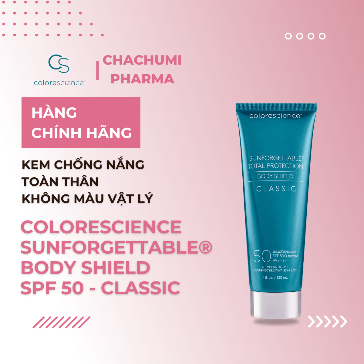 Colorescience Sunforgettable® Total Protection Body Shield SPF 50 - Kem Chống Nắng Toàn Thân Không Màu Vật Lý