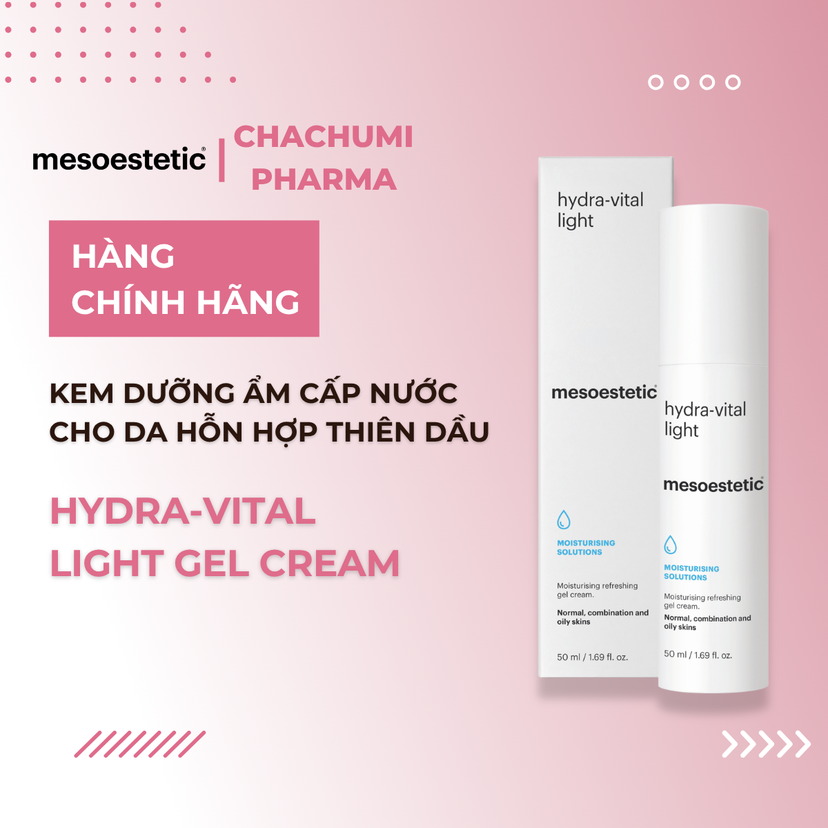 Mesoestetic Hydra-Vital Light Gel Cream Cấp Nước Cho Da Hỗn Hợp Thiên Dầu 50ml