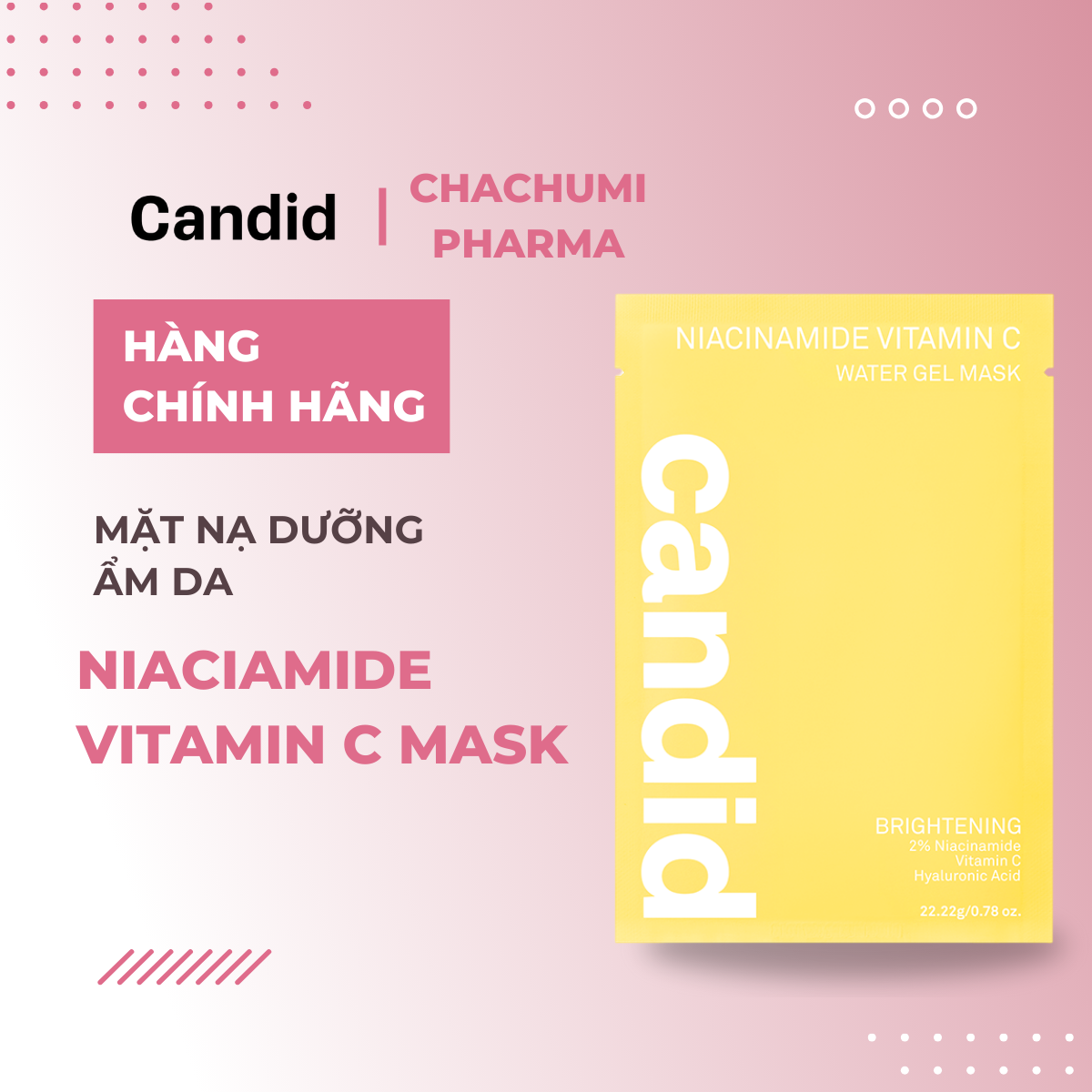 Candid Niaciamide Vitamin C Mask Mặt nạ dưỡng sáng - Hộp 10 miếng