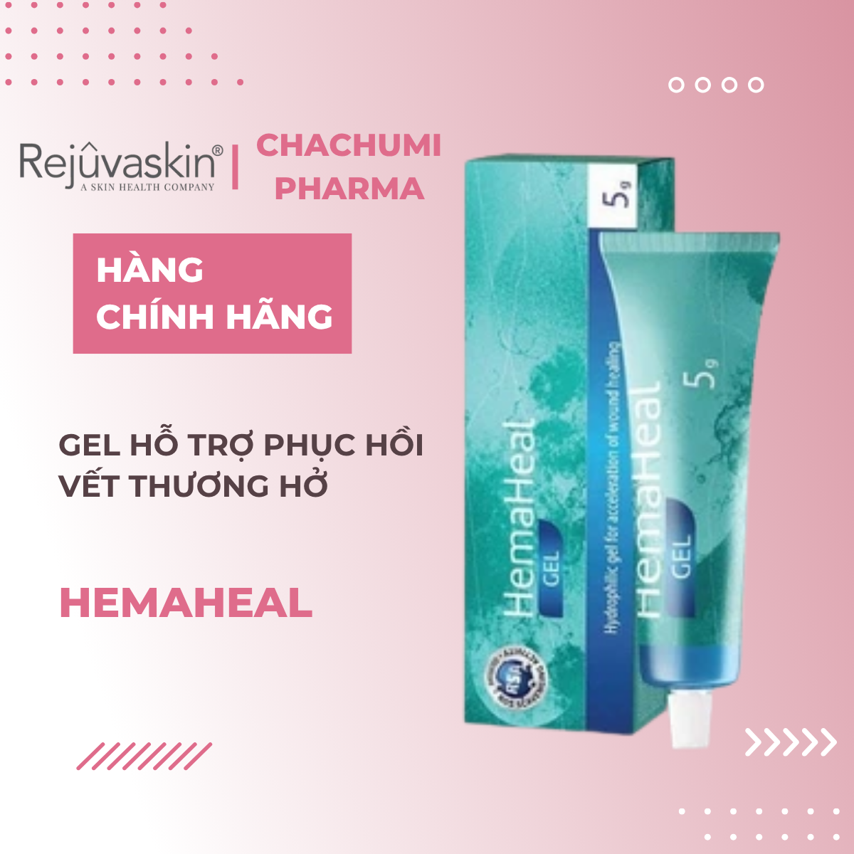 Rejuvaskin HemaHeal Gel Hỗ Trợ Hồi Phục Vết Thương Hở Sau Phẫu Thuật 5g