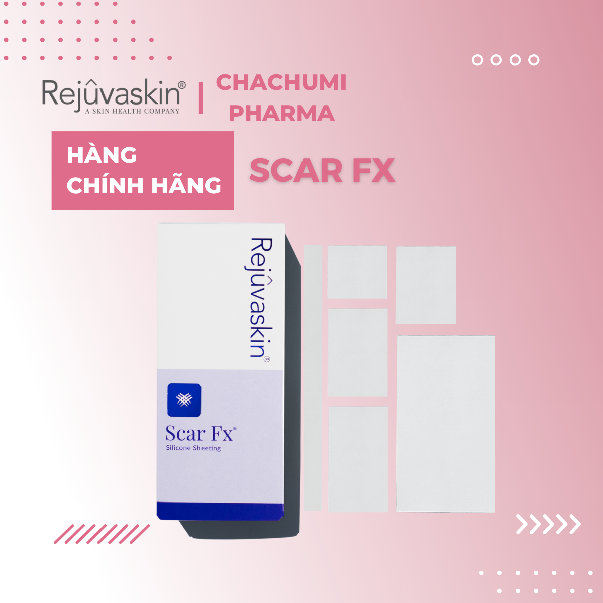 Rejuvaskin Scar FX  Miếng Dán Silicone Ép Sẹo Lồi / Phì Đại, Áp Lực Nhẹ 2,5cm / 7,5cm / 12,5cm / 20cm / 30cm