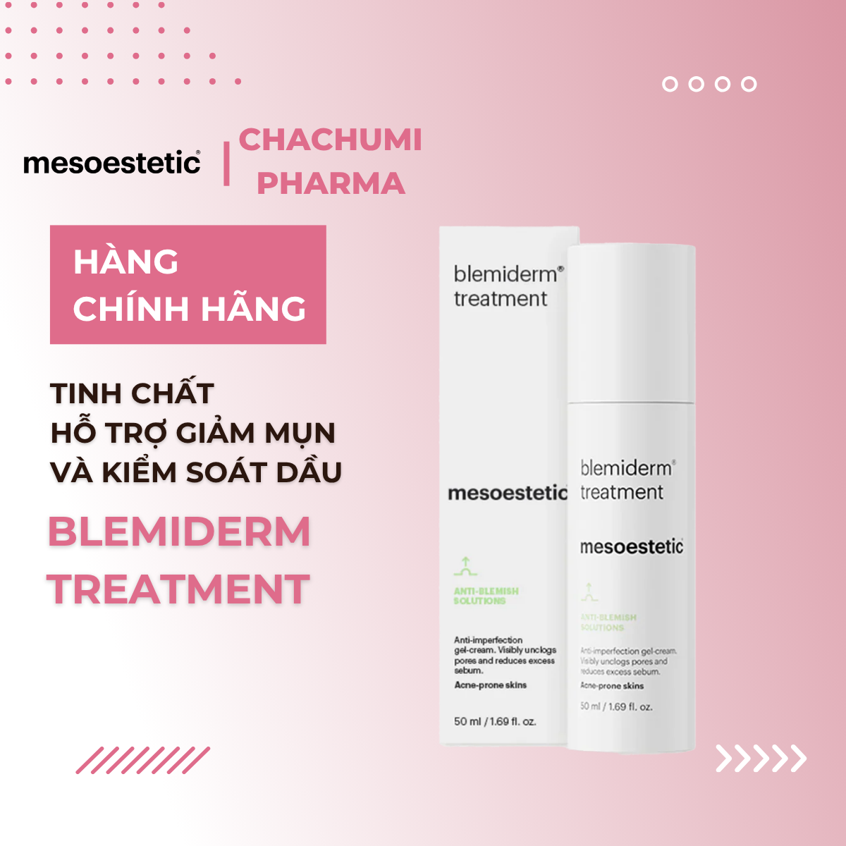 Mesoestetic Blemiderm Treatment Tinh Chất Hỗ Trợ Giảm Mụn Và Kiểm Soát Dầu 50ml