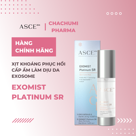 ASCE plus EXOMIST Platinum SR Xịt Khoáng Phục Hồi Cấp Ẩm Làm Dịu Da Exosome (Viên nang đông khô 20mg + Dung dịch 50ml)