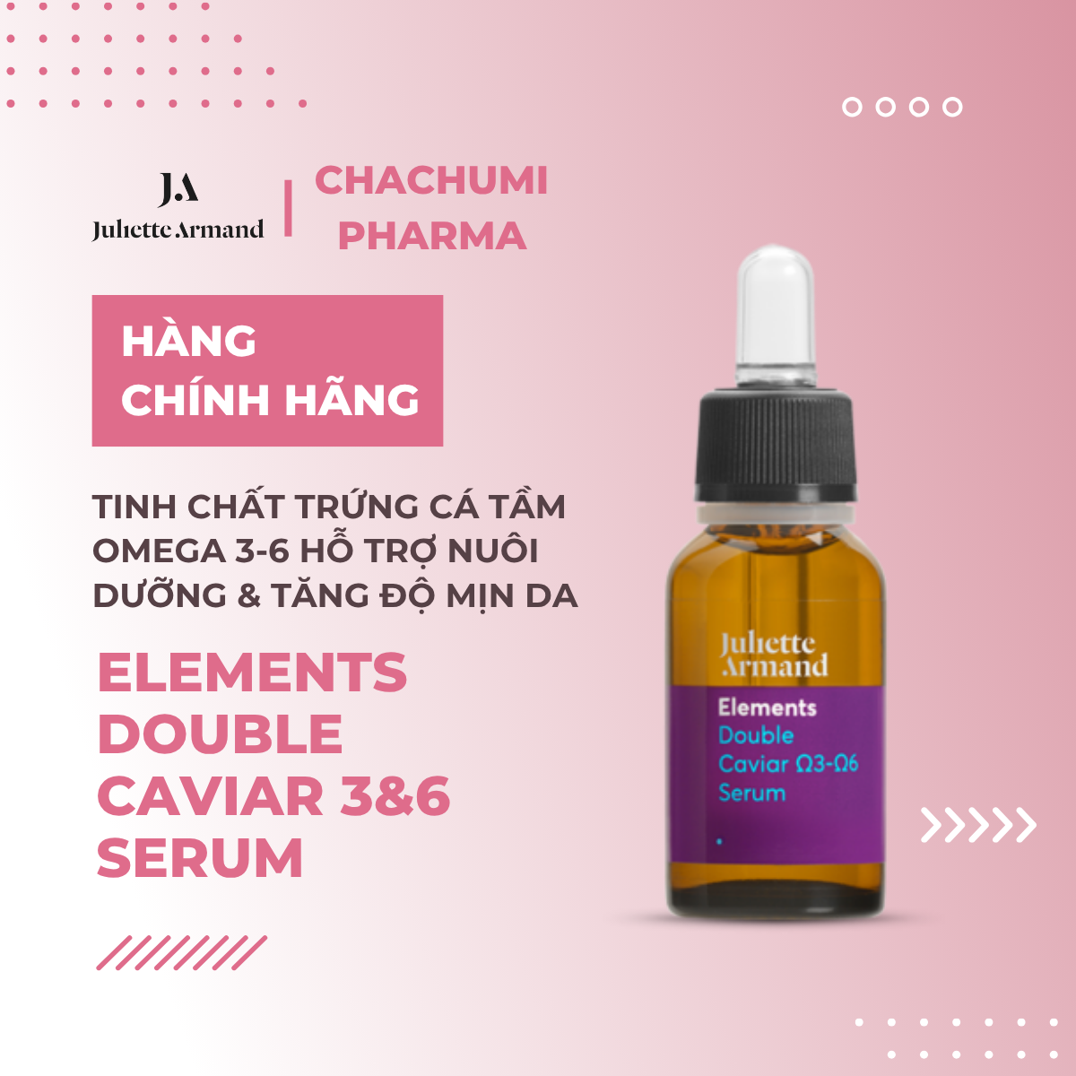 Juliette Armand Elements Double Caviar 3&6 Serum Tinh Chất Trứng Cá Tầm Omega 3&6 Hỗ Trợ Nuôi Dưỡng & Tăng Độ Mịn Da 20ml