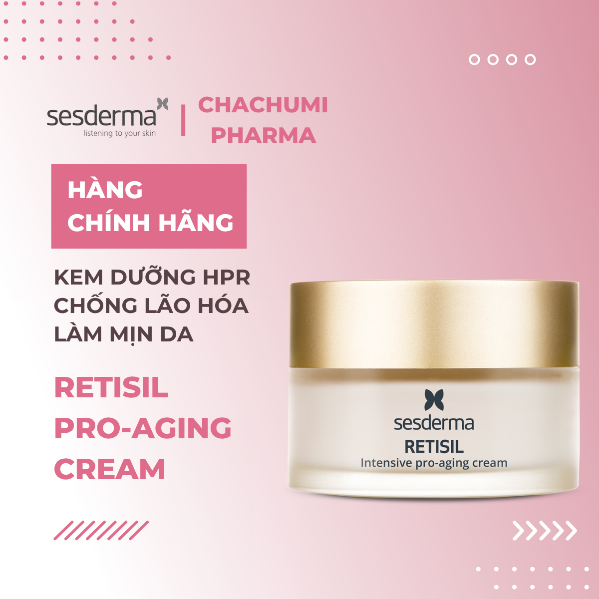 Sesderma Retisil Intensive Pro-Aging Cream 50ml – Kem Dưỡng HPR Giảm Nếp Nhăn, Chống Lão Hóa, Làm Mịn Da