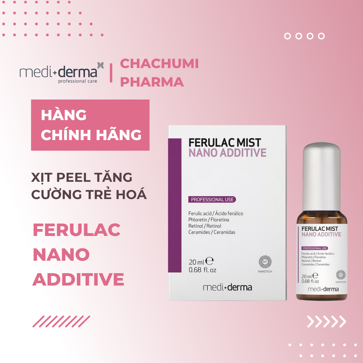 Mediderma Ferulac Nano Additive Xịt Peel Tăng Cường Trẻ Hoá Và Chống Oxy Hoá