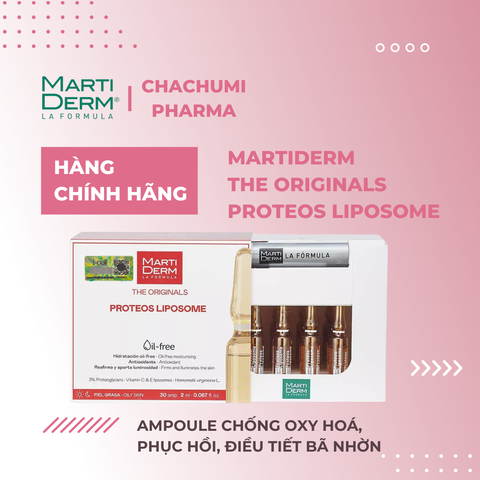 [Mẫu mới] Martiderm proteos liposome ampoule chống oxy hoá, phục hồi, điều tiết bã nhờn