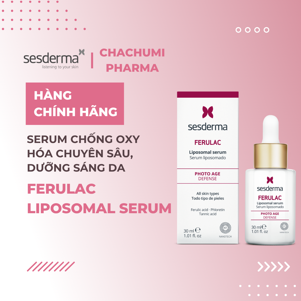 Sesderma Ferulac Liposomal Serum 30ml – Serum Chống Oxy Hóa Chuyên Sâu, Dưỡng Sáng Da