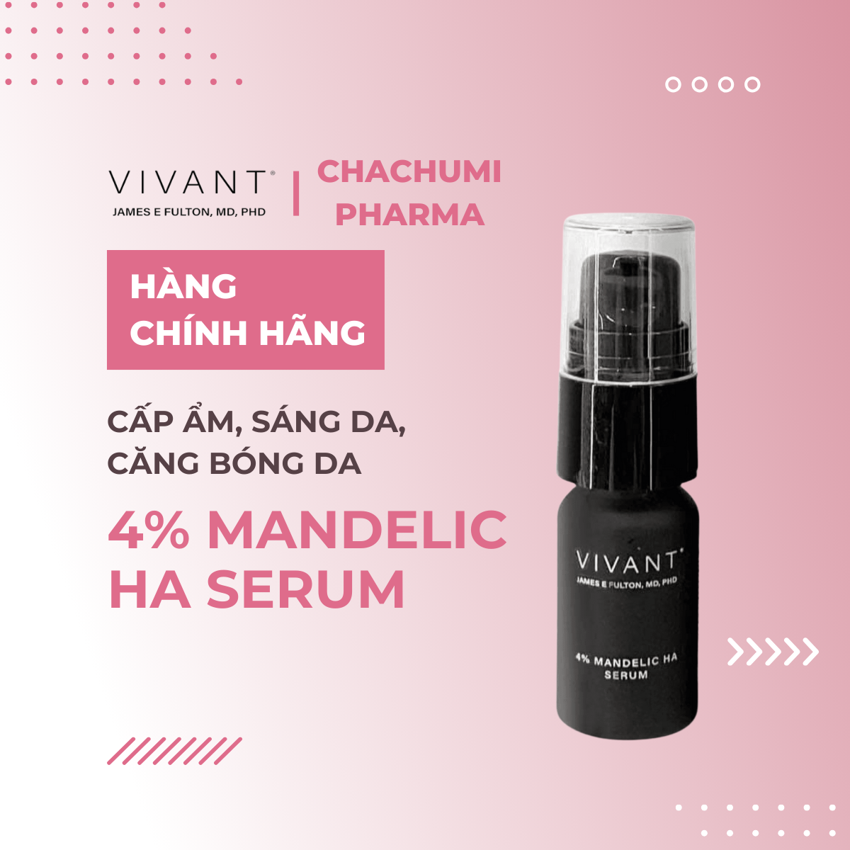 Serum Vivant Mandelic 4% HA cấp ẩm, sáng da, căng bóng da