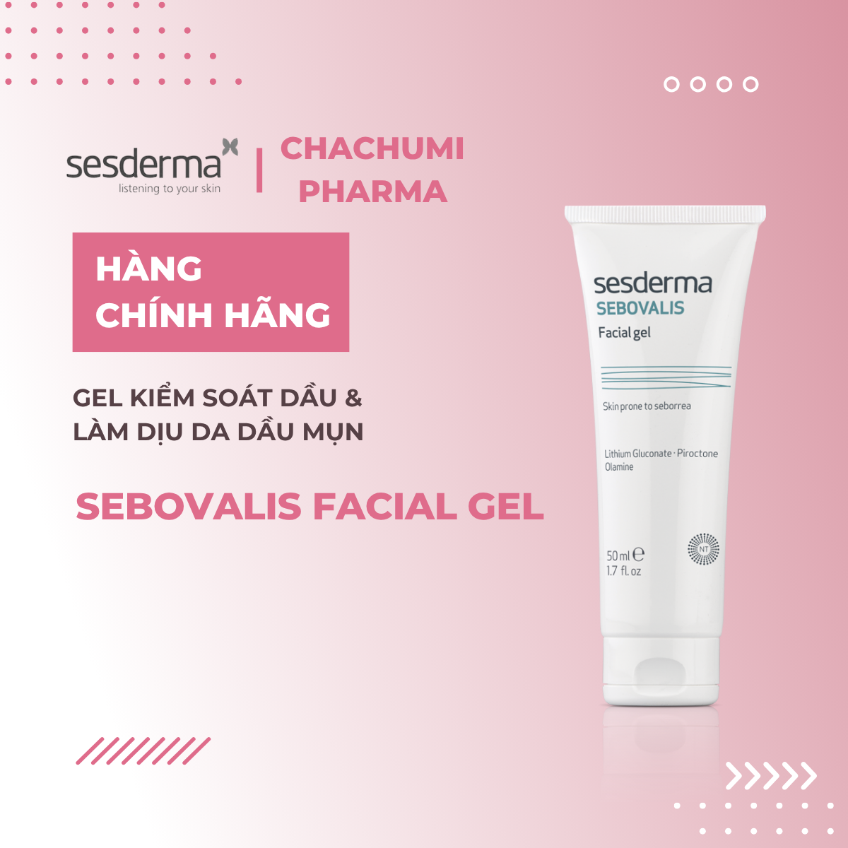 Sesderma Sebovalis Facial Gel 50ml – Gel Kiểm Soát Dầu & Làm Dịu Da Đầu Mụn