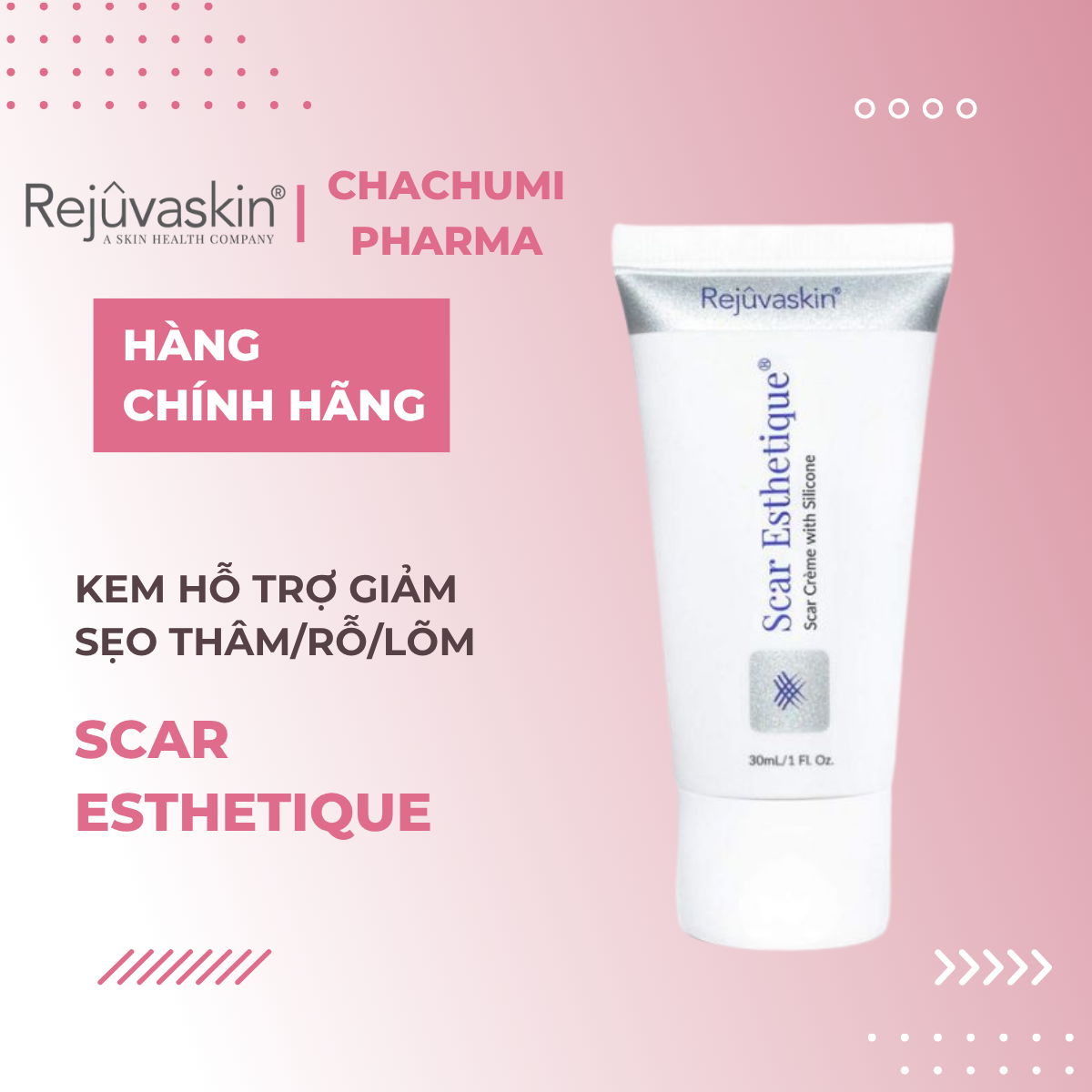 Rejuvaskin Scar Esthetique Kem Làm Mờ Sẹo Thâm, Làm Đầy Sẹo Rỗ/Lõm 60ml