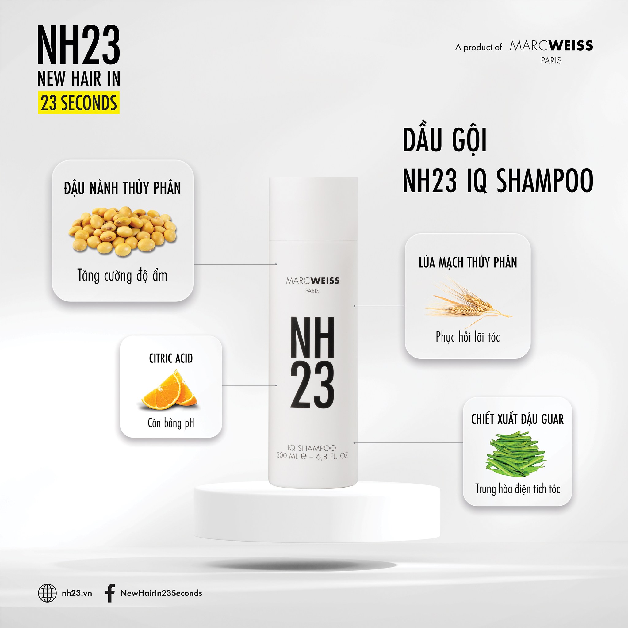 Bộ Dầu gội và Nước Dưỡng NH23 IQ REPAIR KIT 200ml giúp dưỡng ẩm và phục hồi độ bóng mượt cho mái tóc