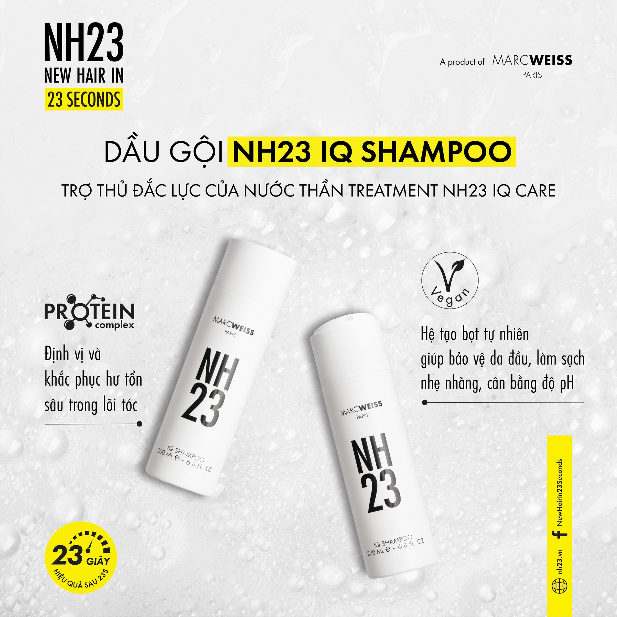 Bộ Dầu gội và Nước Dưỡng NH23 IQ REPAIR KIT 200ml giúp dưỡng ẩm và phục hồi độ bóng mượt cho mái tóc