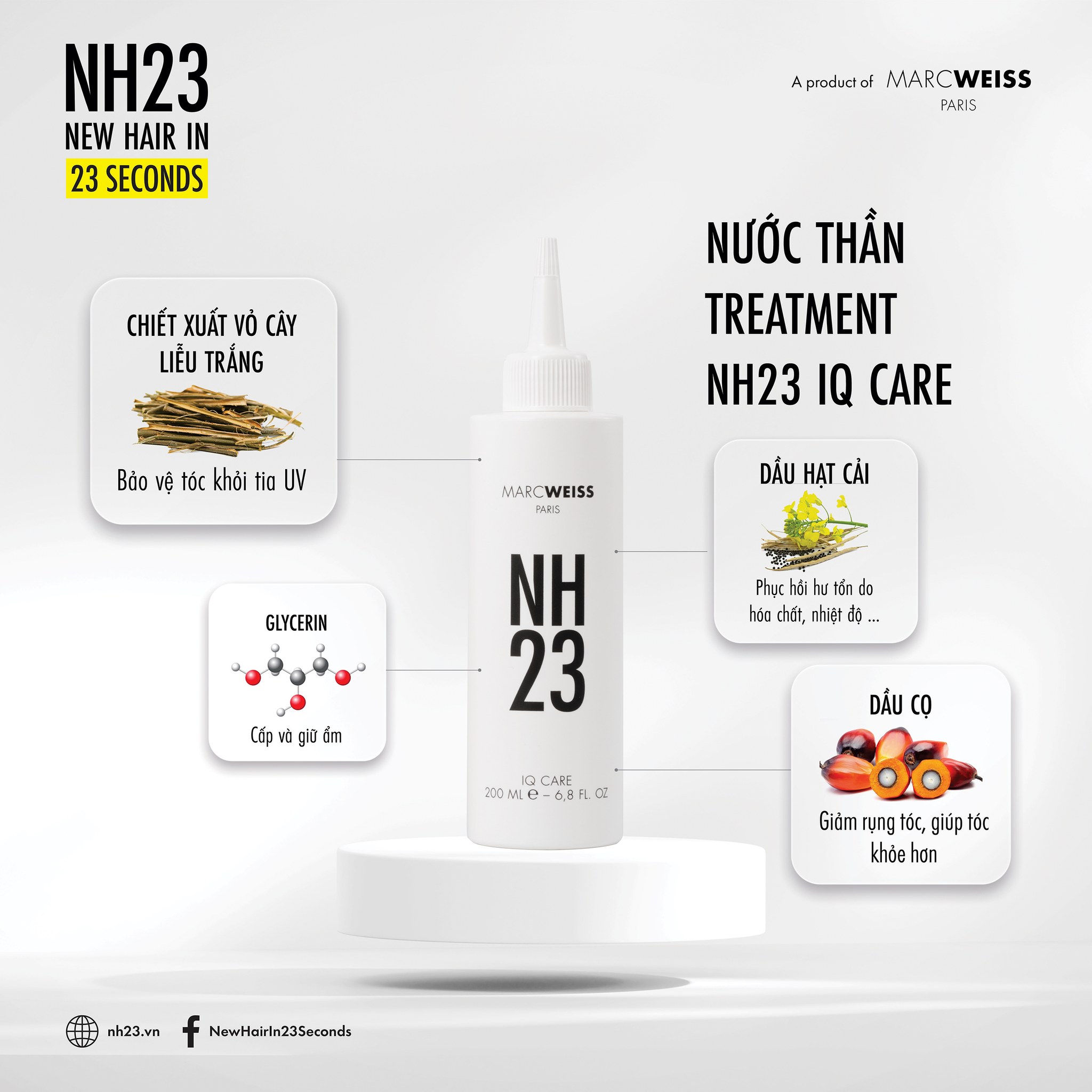 Bộ Dầu gội và Nước Dưỡng NH23 IQ REPAIR KIT 200ml giúp dưỡng ẩm và phục hồi độ bóng mượt cho mái tóc