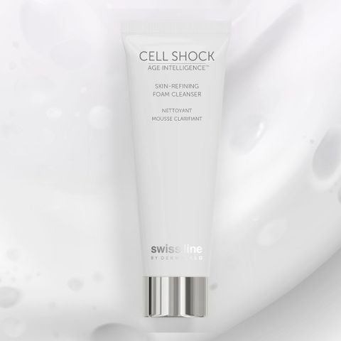 Swissline Cell Shock AI Skin-Refining Foam Cleanser - Foam rửa mặt sạch sâu & thanh lọc & êm dịu làn da 160ml