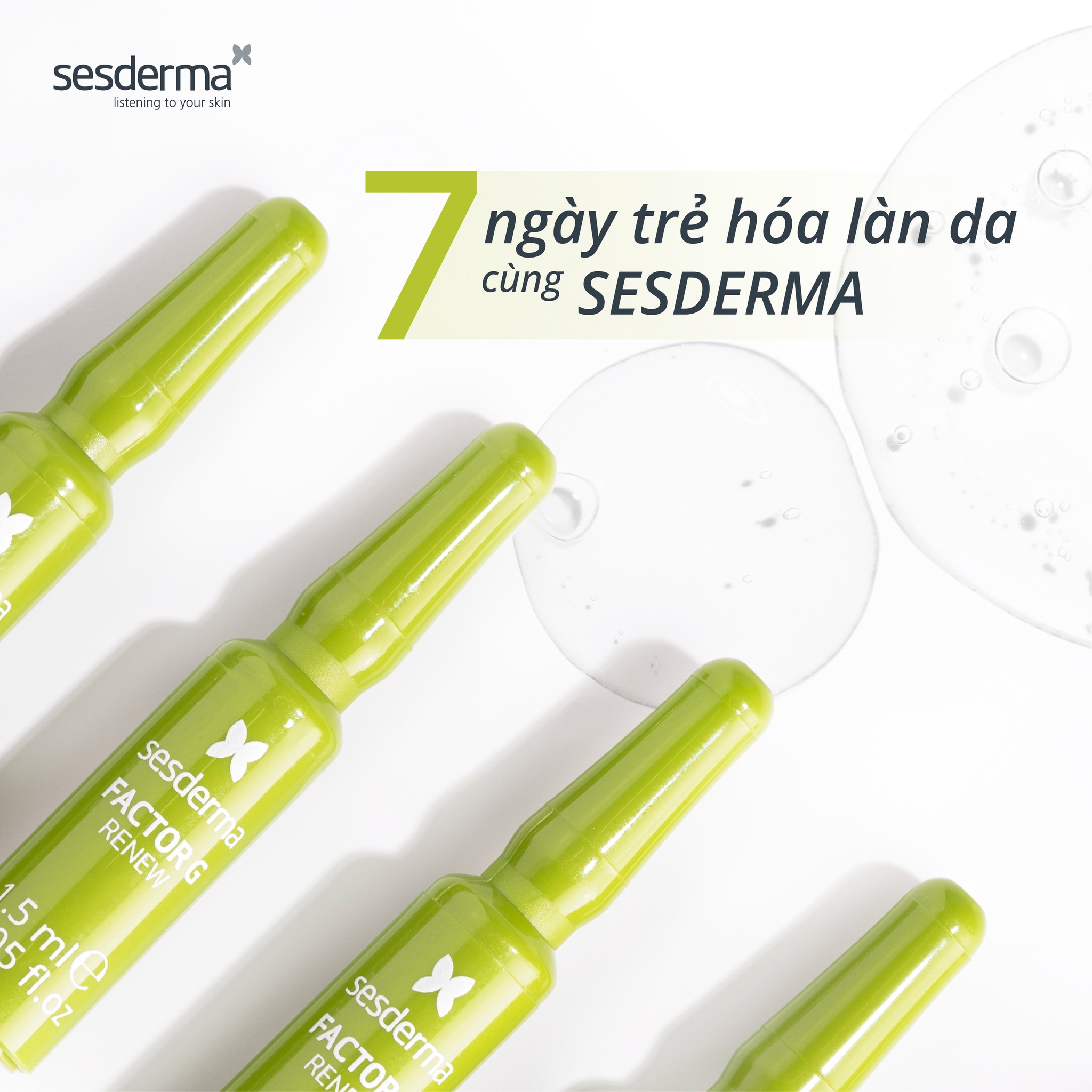 Sesderma Factor G Renew Biostimulating Ampoules 7 x1.5ml – Tinh Chất Phục Hồi Tái Tạo Da