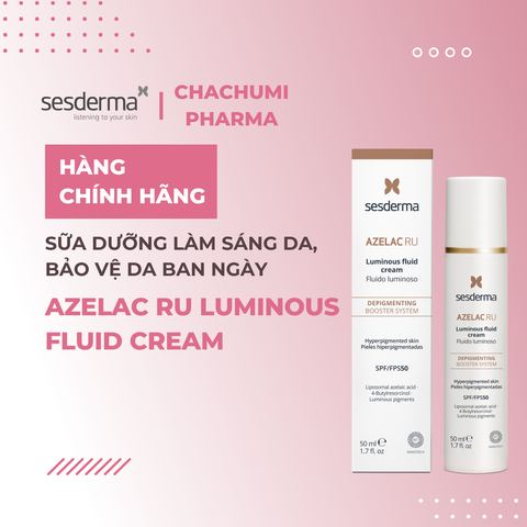 Sesderma Azelac RU Luminous Fluid Cream 50ml – Sữa Dưỡng Làm Sáng Da, Tích Hợp Chống Nắng