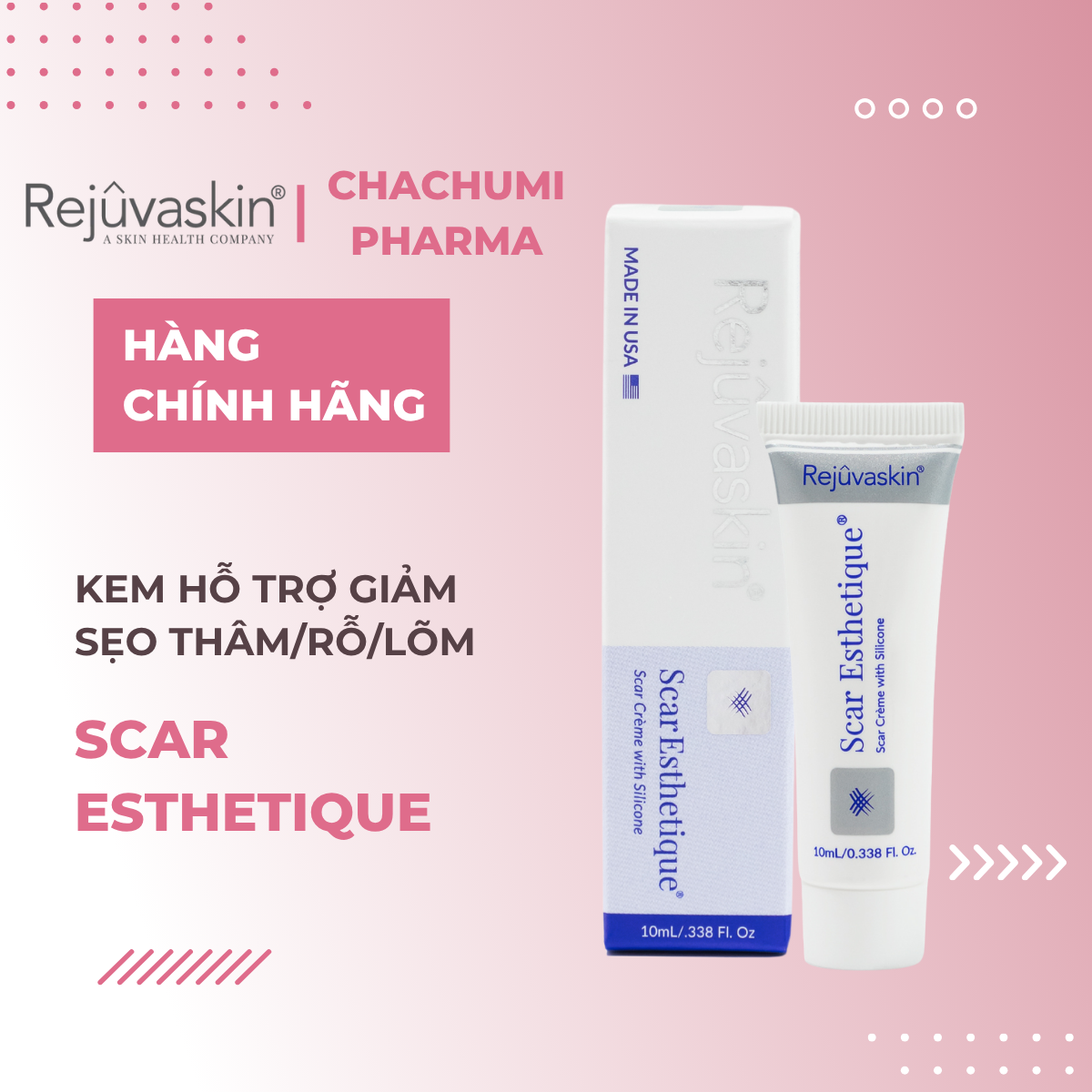 Rejuvaskin Scar Esthetique Kem Làm Mờ Sẹo Thâm, Làm Đầy Sẹo Rỗ/Lõm 60ml