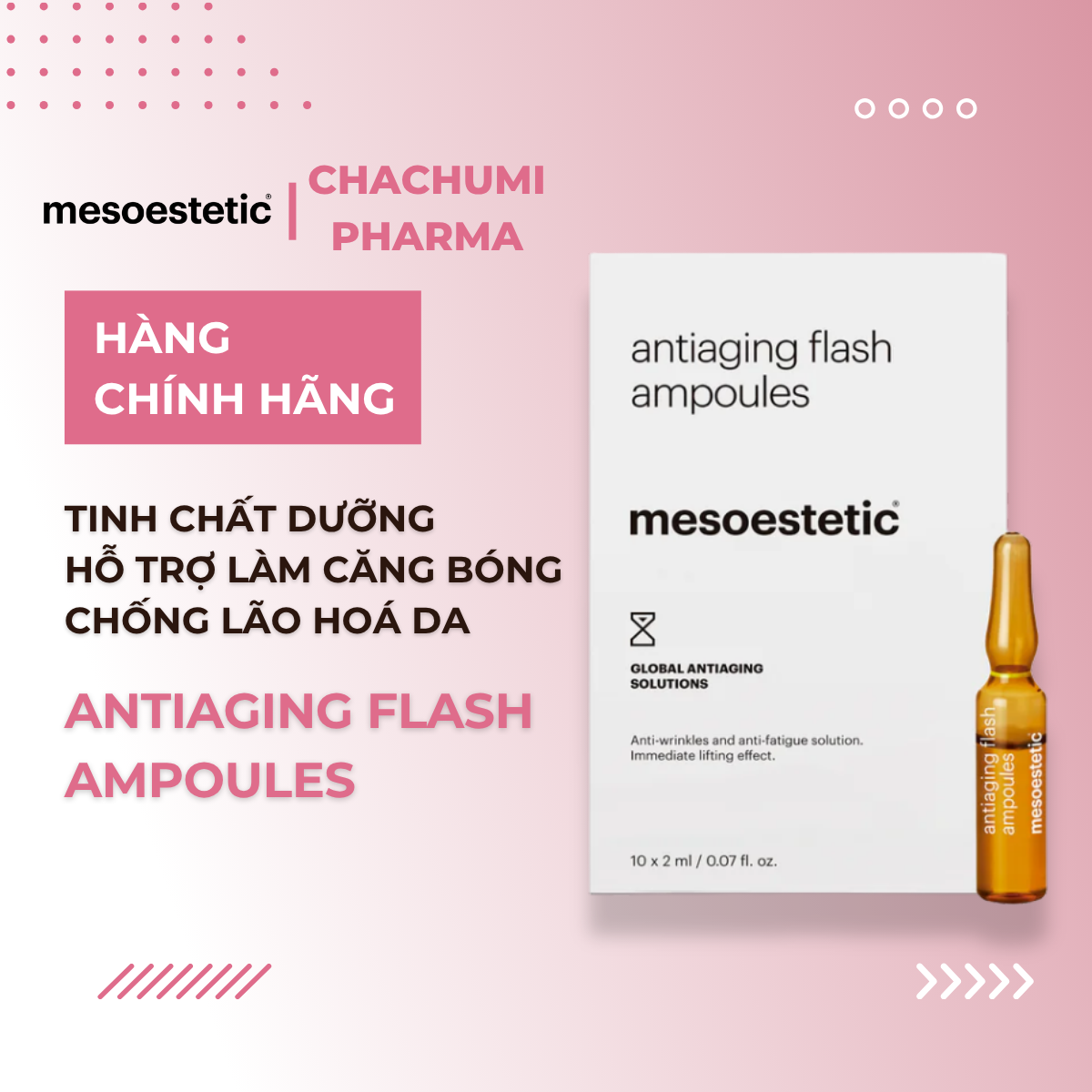Mesoestetic Antiaging Flash Ampoules Tinh Chất Dưỡng Căng Bóng Da, Chống Lão Hoá Da 10x2ml