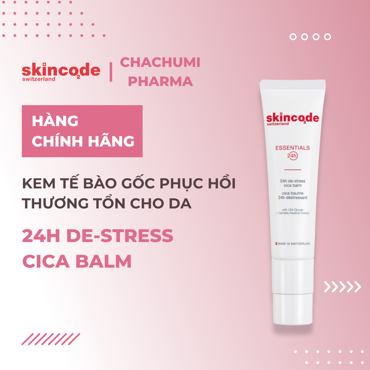 Skincode 24h De-stress Cica Balm Kem Balm CiCa - Kem dưỡng tế bào gốc phục hồi thương tổn & tăng trưởng tế bào nội mô
