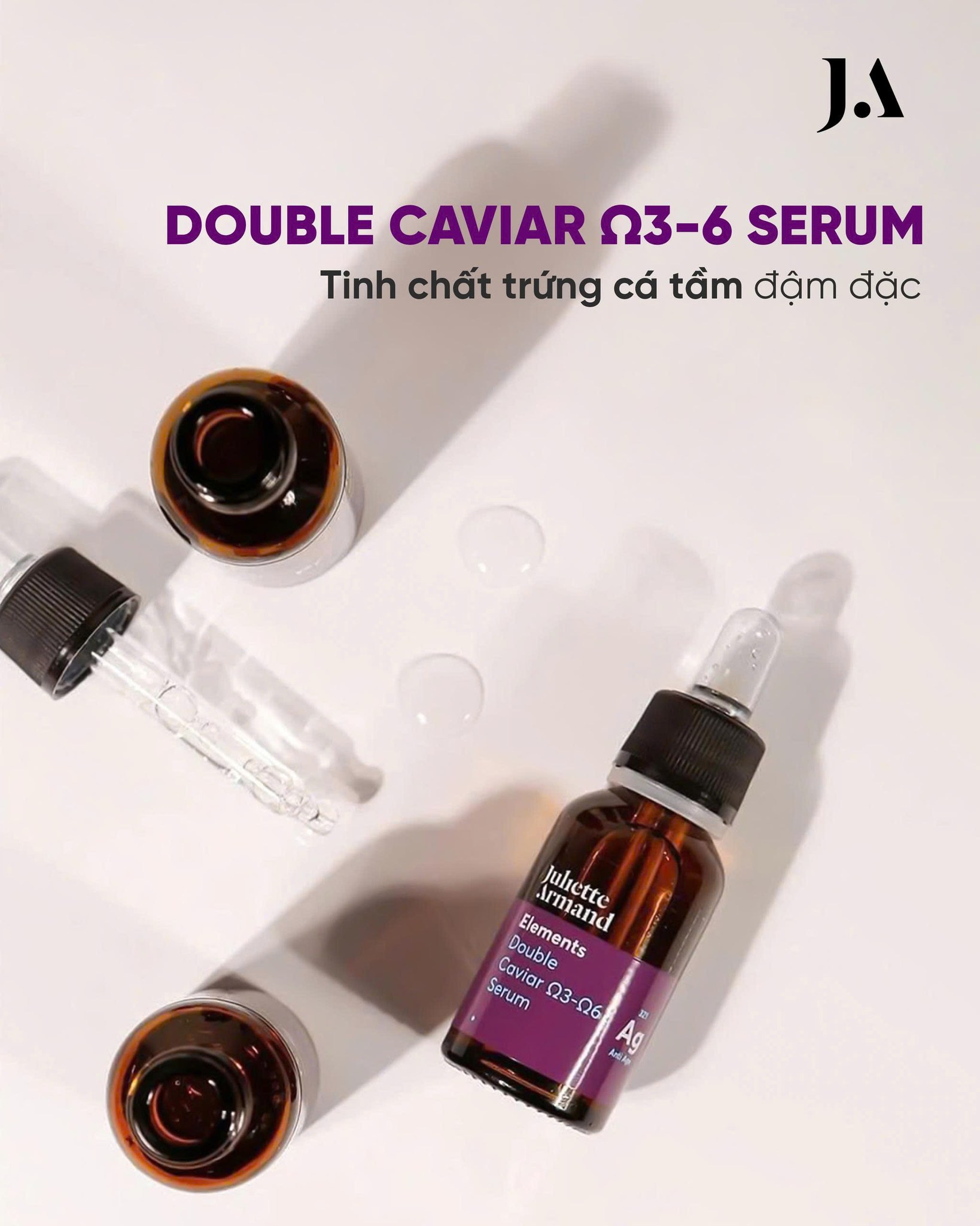 Juliette Armand Elements Double Caviar 3&6 Serum Tinh Chất Trứng Cá Tầm Omega 3&6 Hỗ Trợ Nuôi Dưỡng & Tăng Độ Mịn Da 20ml
