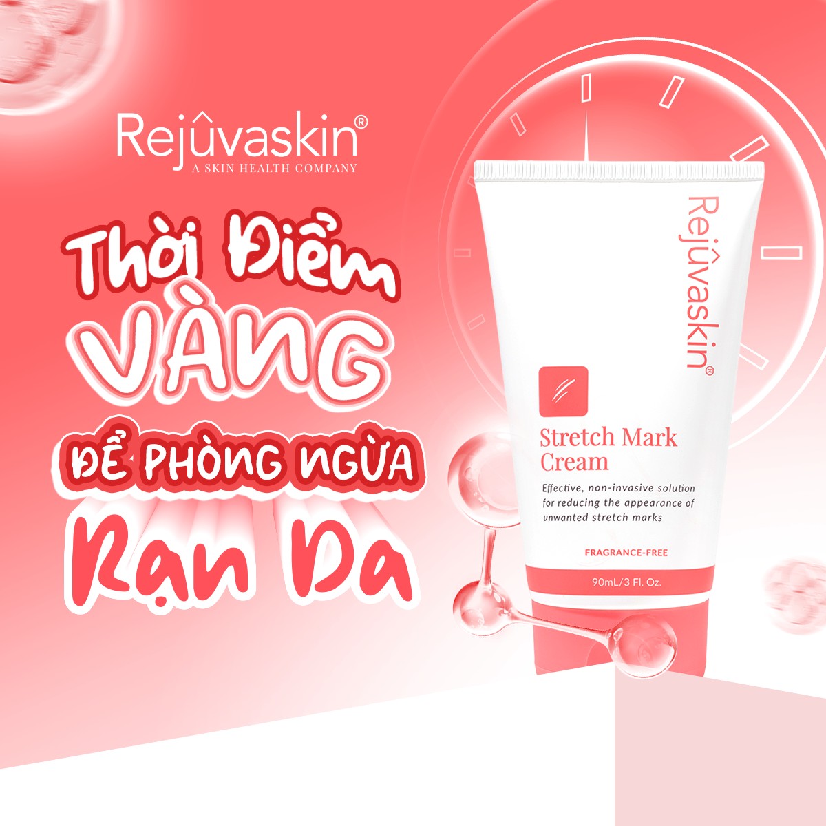 Rejuvaskin Stretch Mark Cream - Kem phòng ngừa và làm mờ rạn da 90ml