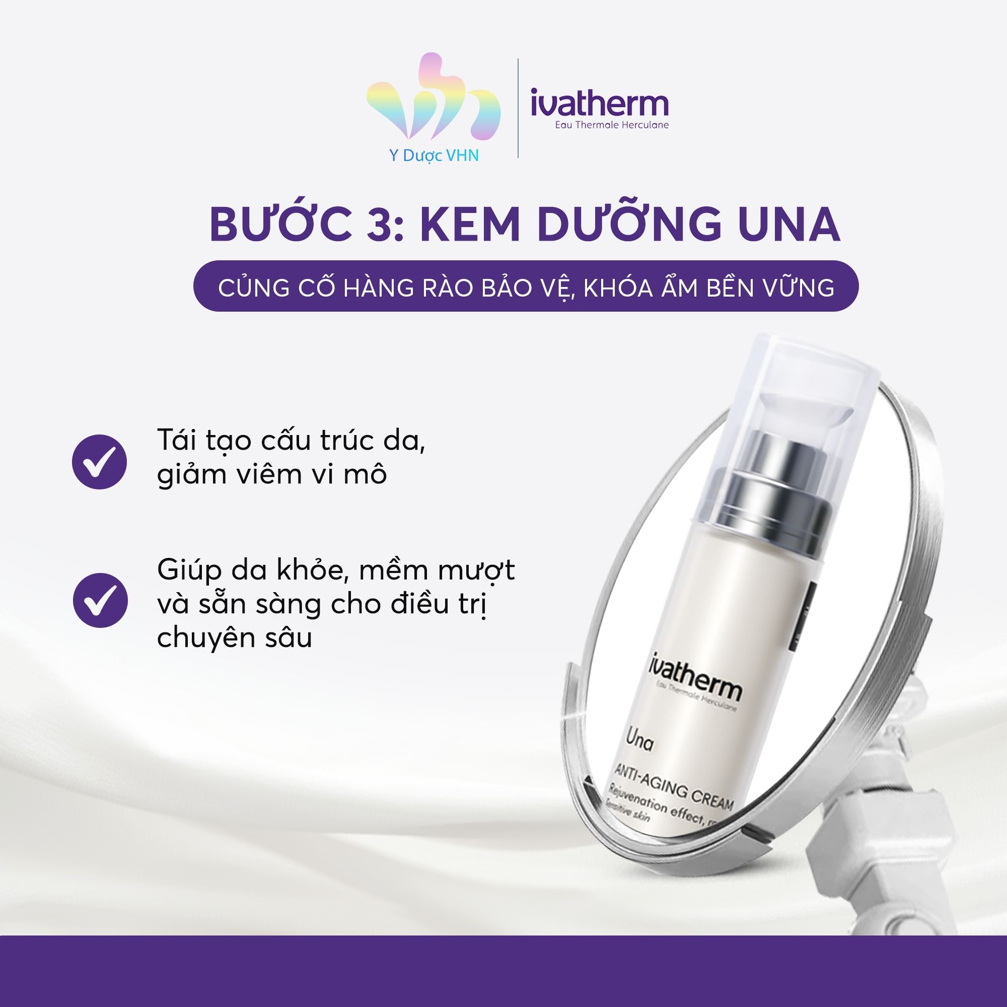 Ivatherm Una Anti Aging Cream - Kem dưỡng trẻ hóa giảm nhăn, phục hồi, chống lão hóa đa tầng 50ml
