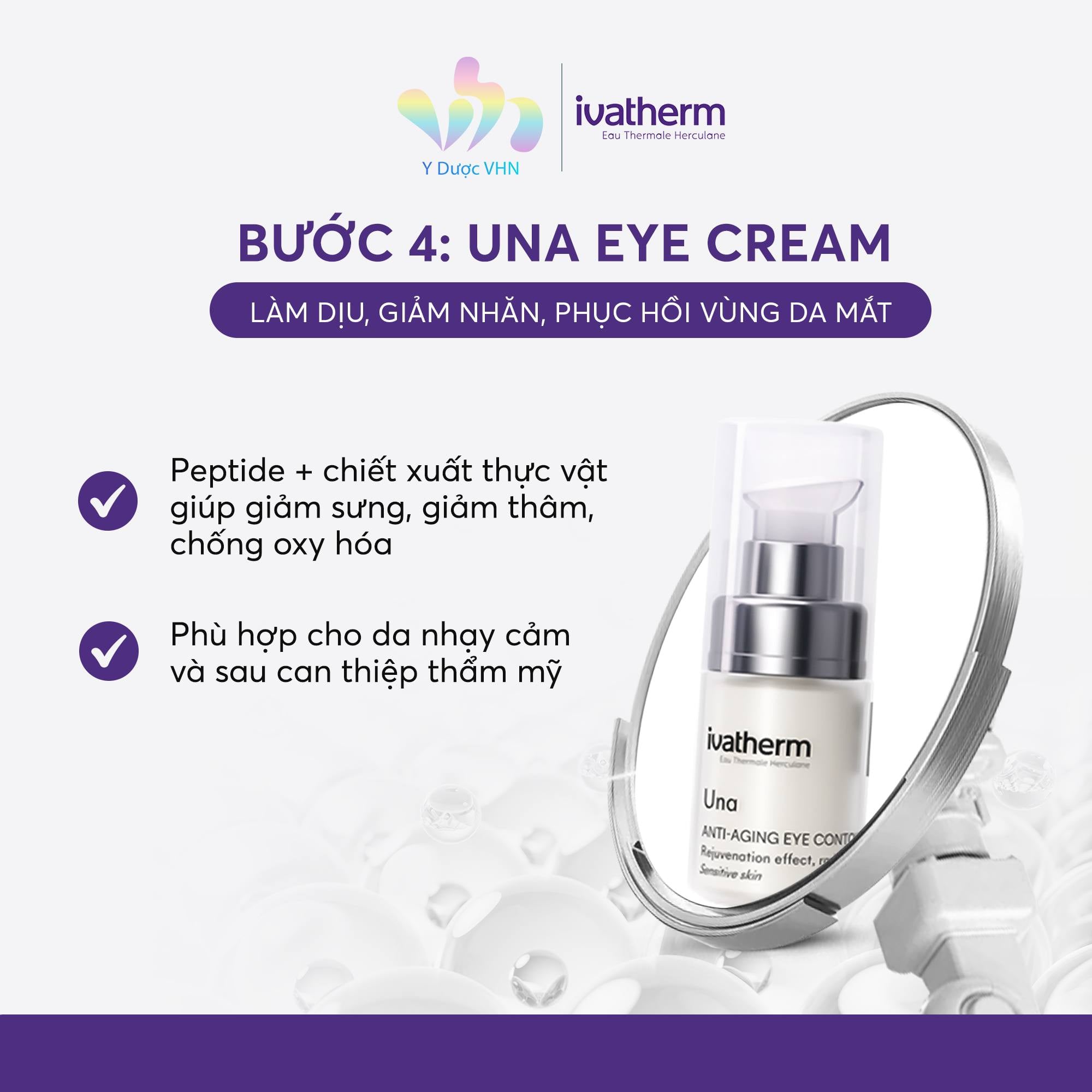 Ivatherm Una Anti-Aging Eye Contour Cream - Kem mắt chống lão hóa, sáng da vùng mắt 15ml