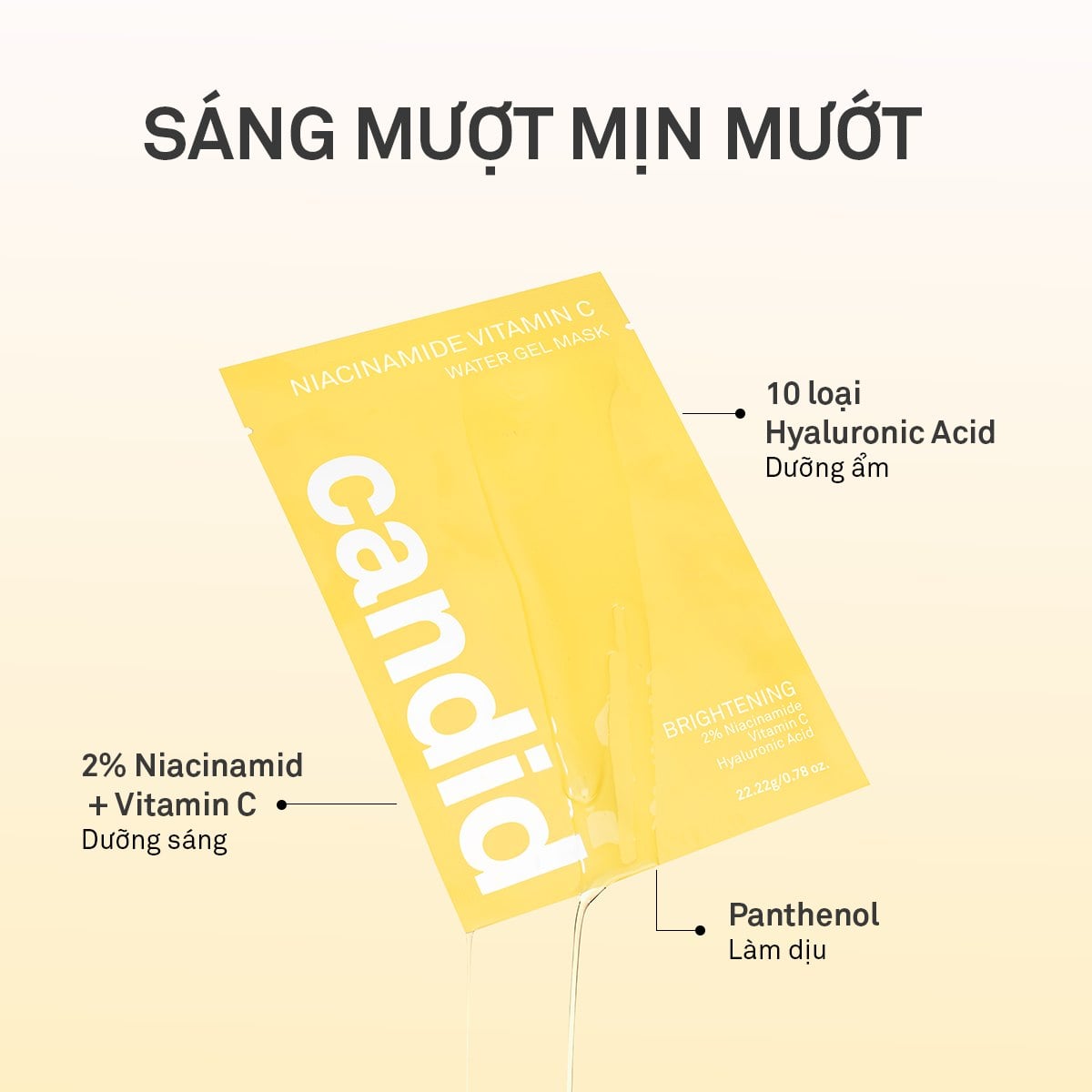 Candid Niaciamide Vitamin C Mask Mặt nạ dưỡng sáng - Hộp 10 miếng