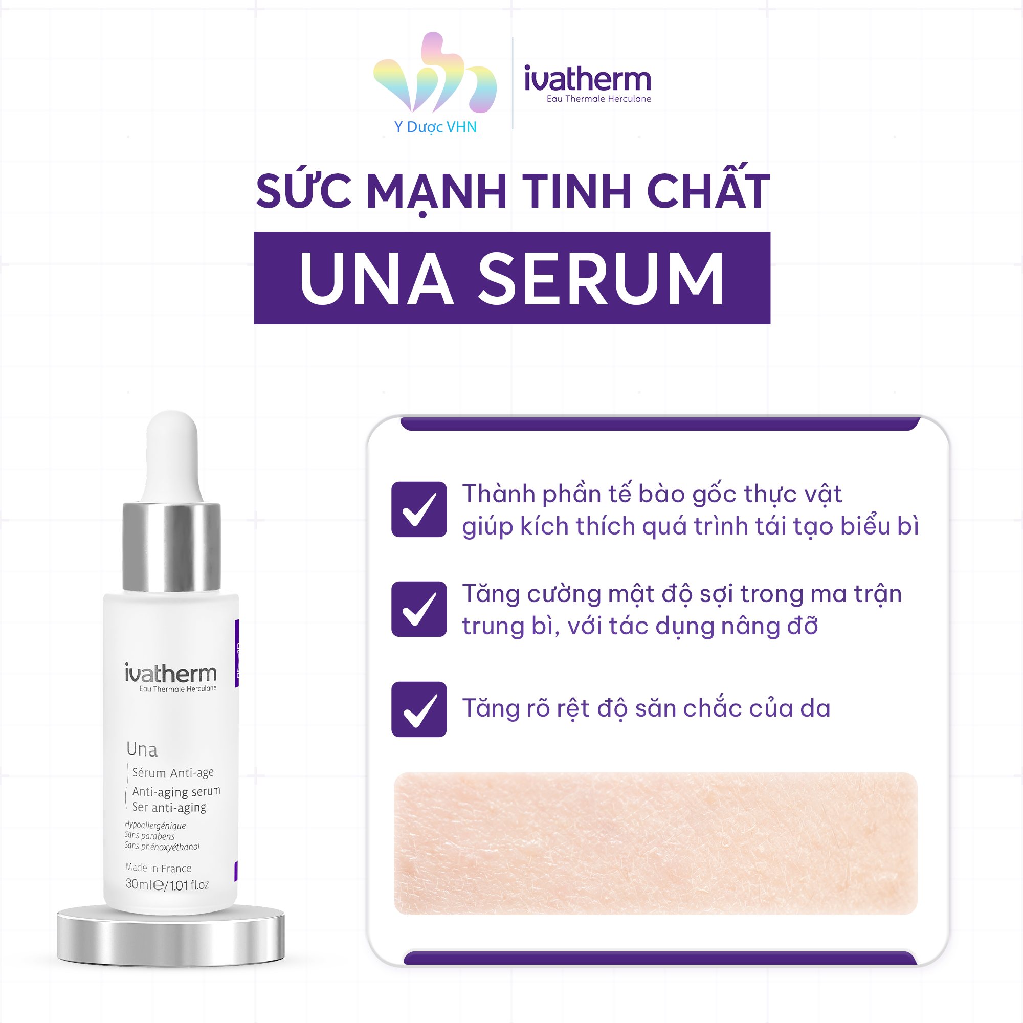 Serum Ivatherm Una Anti-Aging - Serum chống lão hóa, dưỡng da căng mịn 30ml